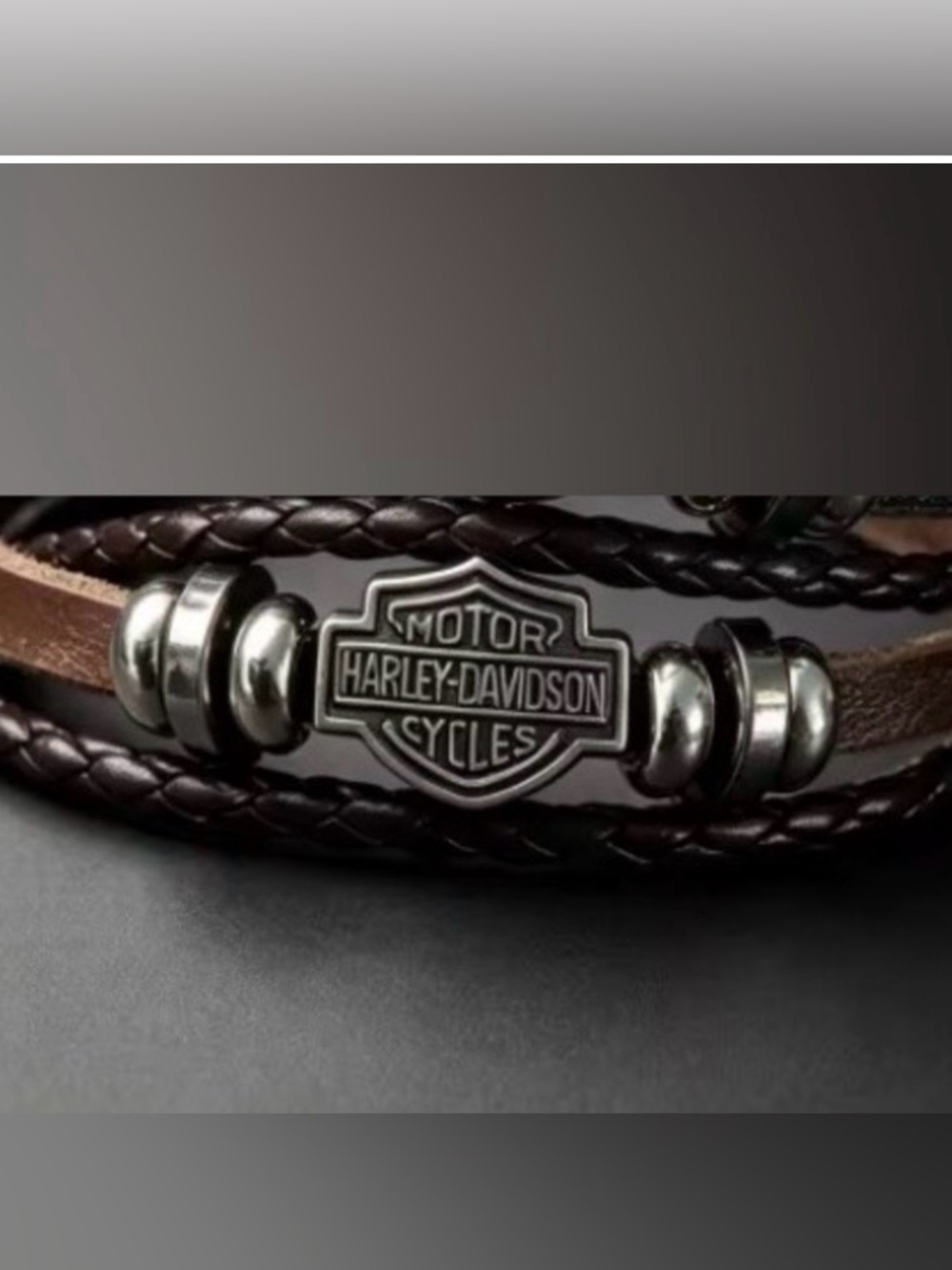 Harley-Davidson Brown Braided Leather Multistrand Bracelet
